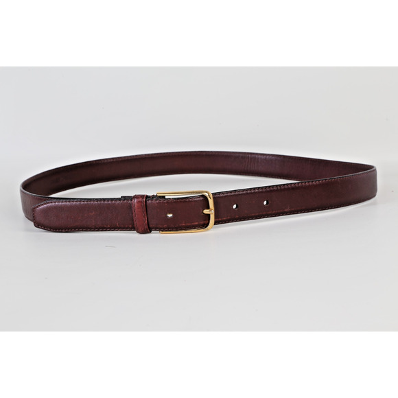 Vintage Henry Grethel Brown Leather Skinny Buckle Belt Size 34 / 85 main image 2